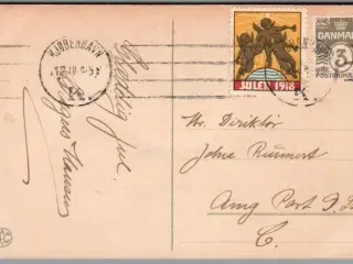 Julemærke 1918 på Postkort