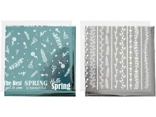 Dekorationsfolie og design limark, Forårsblomster, ark 15x15 cm, sølv, turkis, 2x2ark/ 1 pk.