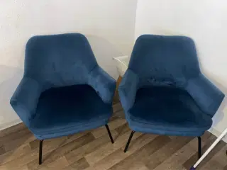 2 flotte velour loungestole – mørkeblå med sorte m