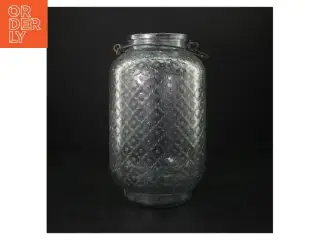 Glaslanterne med mønster (str. H. 24 cm. ø. 14,5 cm)