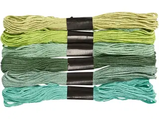 Højkvalitets broderigarn, 1 mm, grøn - 6 bundter