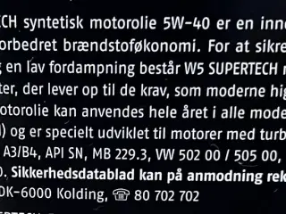 W5-40 Motorolie 5L. 