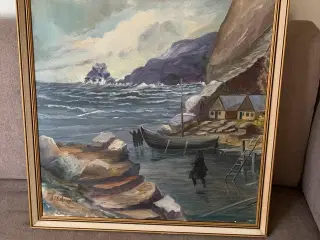 Maleri af fiskerleje