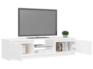 Tv-skab med LED-lys 140x40x35,5 cm hvid