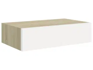 Hylder med skuffe 2 stk. 40x23,5x10 cm MDF egetræsfarve og hvid