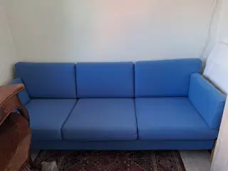 Blå 3 personers, stofsofa