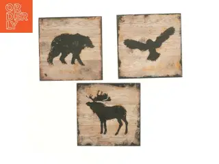 Vægkunst med dyremotiver fra IKEA (str. 25x25x3 cm)