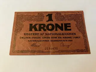 1 Krone Rød 1914 - Pæn
