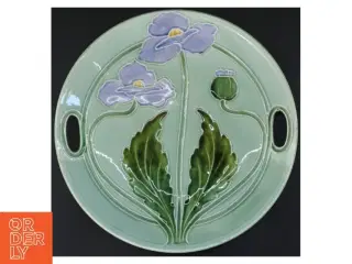 Art deco keramikfad med valmuer (str. Ø 28 cm)