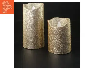 Sirius LED stearinlys med guldglitter fra Magasin  (str. 15x7,5&10x7,5 cm)