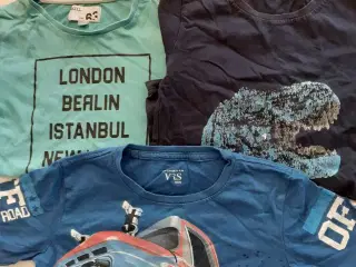 3 t-shirts, str. 122, i blålige farver