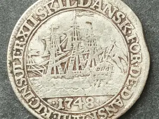Dansk Vestindien 12 Skilling 1748 i sølv