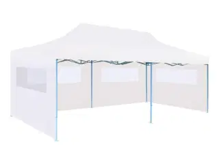 Foldbart pop-op-festtelt med sidevægge 3 x 6 m stål hvid