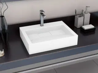 Håndvask 60 x 38 x 11 cm mineralstøbt/marmorstøbt hvid