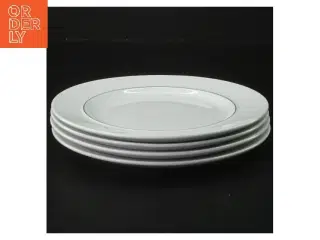 4 Blåkant middagstallerkener (str. 4 stk 18,5 cm)