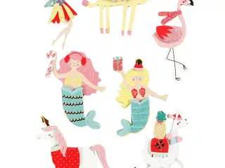 3D Stickers, flamingo, lama, havfrue, H: 50-60 mm, B: 30-45 mm, tykkelse 7 mm, 7stk./ 1 pk.