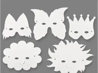 Masker inkl. elastik, H: 15-20 cm, 230 g, hvid, 5stk./ 1 pk.