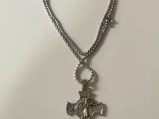 * Sterlingsølv; Smuk halskæde - med Jesus Kristus