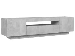 Tv-skab med LED-lys 160x35x40 cm betongrå