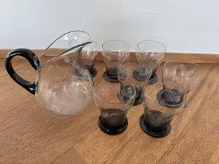 Holmegaard kande og 7 glas