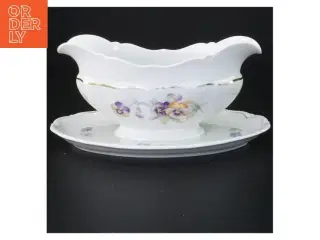 Porcelæns sovseskål med blomstermotiv fra Bavaria (str. 22 x 14 cm)