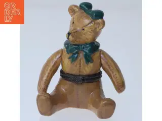 Porcelæns æske af bamse bjørn (str. 7 cm)