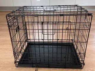 Hundebur metal sort med plastbund sammenklappeligt