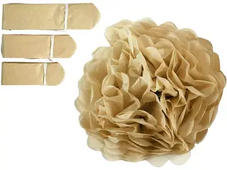 Papirpomponer, diam. 20+24+30 cm, 16 g, guld, 3stk./ 1 pk.
