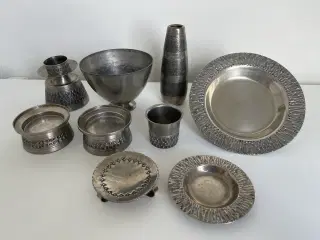 Tin - Lysestager, fade, vase mv.