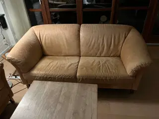 2 personers natur læder sofa