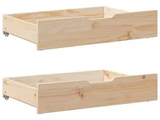 Sengeskuffer med hjul 2 stk. 80x55x17 cm massivt fyrretræ