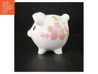 Keramik sparegris med blomstermotiv (str. 20 cm)