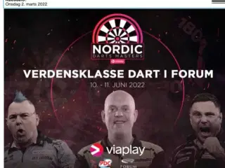 2 stk. billetter til Nordic Darts den 11/6