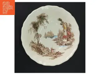 Dekorativ skål med landskabsmotiv fra Johnson Bros (str. Ø 23,5 cm)