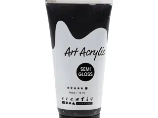 Halvblank Sort Akrylmaling 75ml - Dækkende Kvalitet