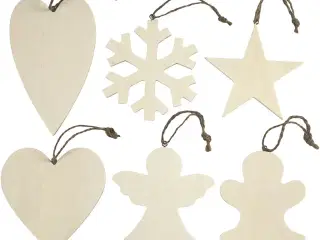 Juleophæng i Lyst Træ - 6 Unikke Designs, 9-11 cm