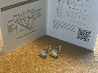 Moissanite øreringe 1 ct · Hvidguld · GRA-cer
