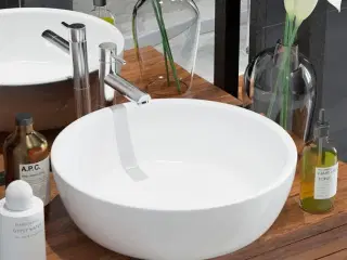 Håndvask rund keramik 42x12 cm hvid