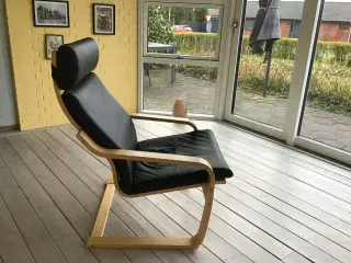 Ikea- lænestol  bøgefiner med kunstlædersæde