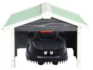 Skur til robotplæneklipper 72x87x50 cm fyrretræ grå og hvid