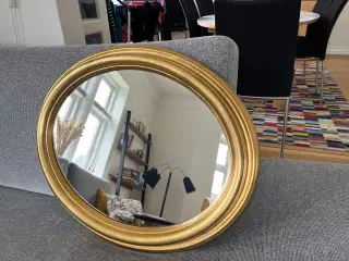 Ovalt spejl med forgyldt ramme 50x60