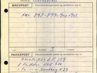 Postliste - afsendt med Narvalen til Godthåb - Næringehavn - Grønlands Postvæsen