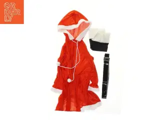 Julekjole med hætte og bælte (str. bryst 50 cm, længde 90 cm)