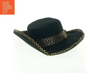 Sort cowboyhat med guldbånd (str. Ø 40. cm)