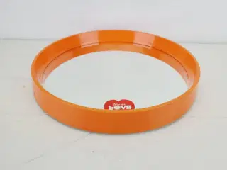 Rundt retro spejl i orange - Made in Denmark