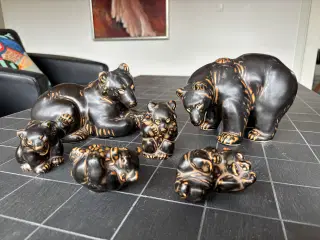 Bjørne med bjørneunger. Stentøj / Royal Copenhagen
