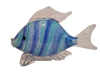 Glas fisk i lyseblå og mørkeblå striber