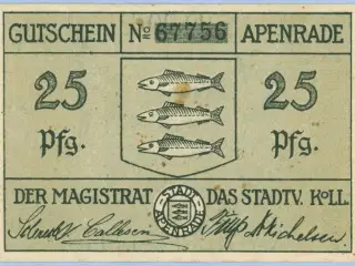 Aabenraa. Nødpengesedler 1920