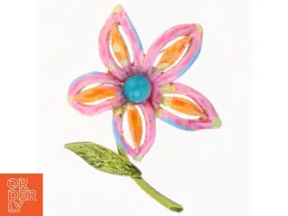 Vintage emaljeret blomsterbroche (str. Ø 5 x 7,5 cm)