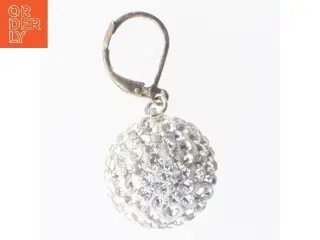 Rund sølvørehænger med krystaller (str. Ø 2 cm)